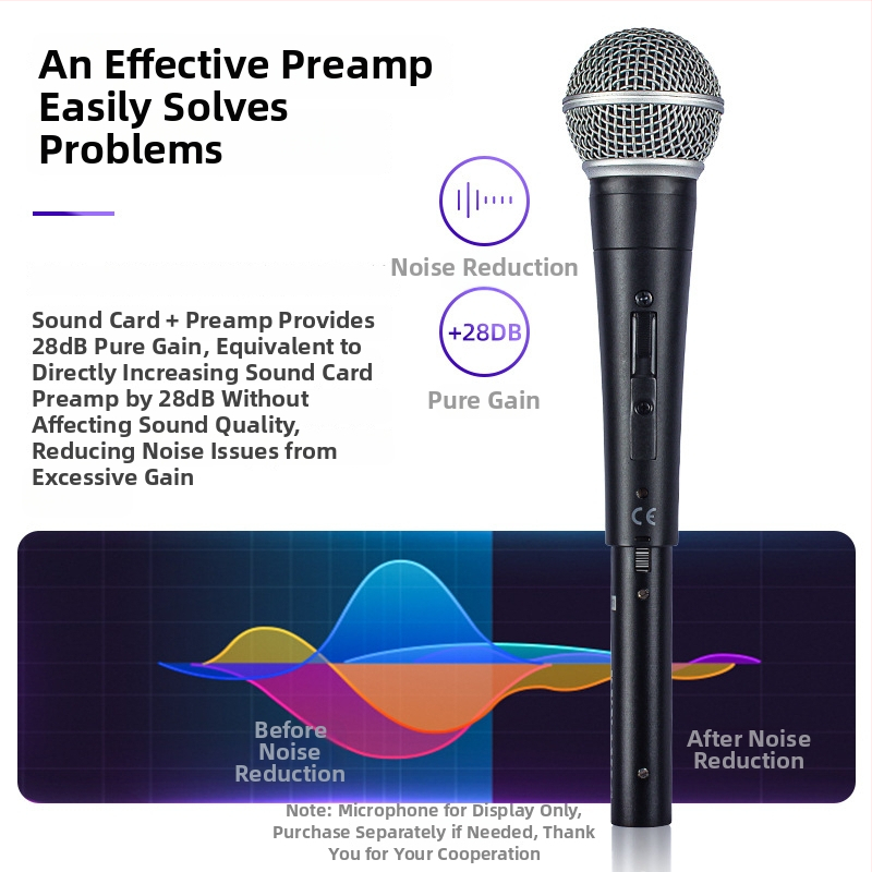 DM1 dinamički mikrofon pretpojačalo i zvučna kartica – SNR <60 dB, Snaga 20