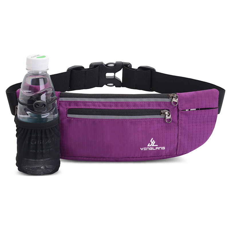 Спортна талия чанта за бягане с бутилка вода — унисекс, райе модел, нейлон, дишаща, водоустойчива, антикрадеж, подплата полиестер