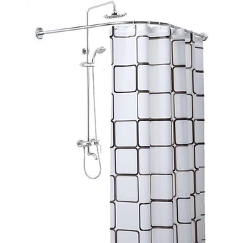 Bară de duș curbată din oțel inoxidabil, telescopică, în formă de L