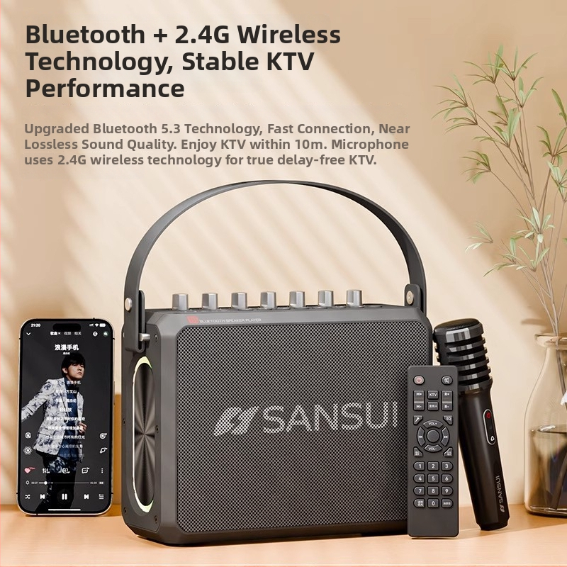 Bluetooth reproduktor na karaoke pre vonkajšie použitie, všetko v jednom s vstavanou batériou, 75W, frekvenčné pásmo 100Hz-20kHz, SNR ≥70dB, 4000–6000mAh