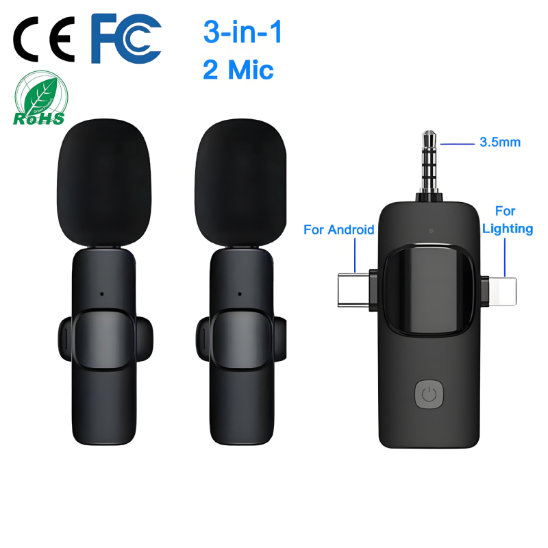 Microfon lavalier wireless K35, Bluetooth 2.1, răspuns în frecvență 60 Hz-15 kHz, SNR ≥60 dB, autonomie baterie 3-6 ore