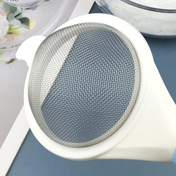 Sită de făină din oțel inoxidabil, cu mâner din lemn, plasă filtrantă, design modern