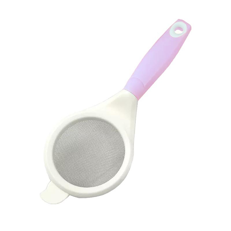 Sită de făină din oțel inoxidabil, cu mâner din lemn, plasă filtrantă, design modern