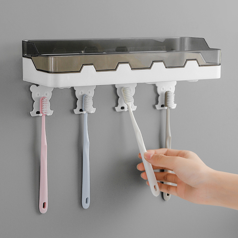 Xinju presor pentru pastă de dinți, suport de perete pentru pastă și periute, compatibil universal