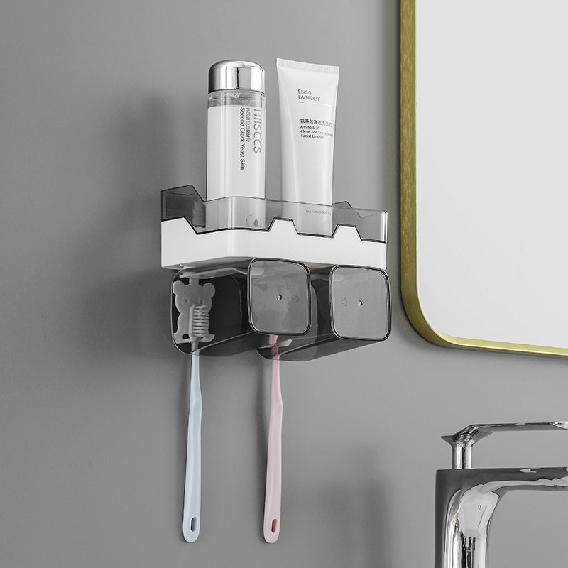 Xinju presor pentru pastă de dinți, suport de perete pentru pastă și periute, compatibil universal