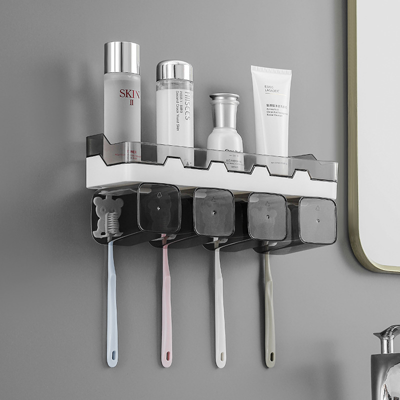 Xinju presor pentru pastă de dinți, suport de perete pentru pastă și periute, compatibil universal