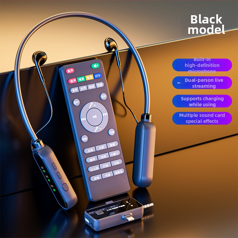 Bezdrôtová zvuková karta pre živé vysielanie – všetko v jednom slúchadle s mikrofónom a diaľkovým ovládaním, potlačenie šumu, Bluetooth 5.0, neckband stereo, 8+ hodín výdrže batérie