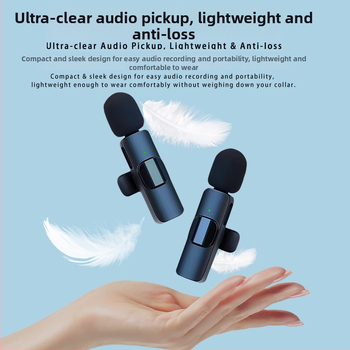 K15 Microfon Lavalier Wireless 3 în 1 pentru streaming live — Omnidirecțional, 20 Hz-20 kHz, Bluetooth 5.1, Baterie încorporată, 1–3 h