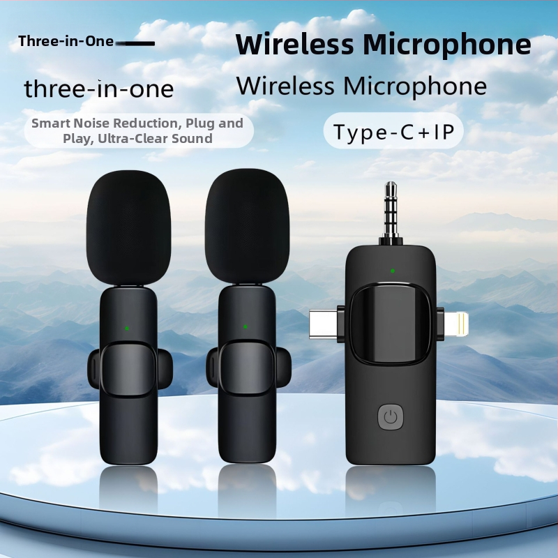K15 Microfon Lavalier Wireless 3 în 1 pentru streaming live — Omnidirecțional, 20 Hz-20 kHz, Bluetooth 5.1, Baterie încorporată, 1–3 h