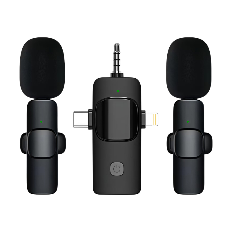K15 Microfon Lavalier Wireless 3 în 1 pentru streaming live — Omnidirecțional, 20 Hz-20 kHz, Bluetooth 5.1, Baterie încorporată, 1–3 h