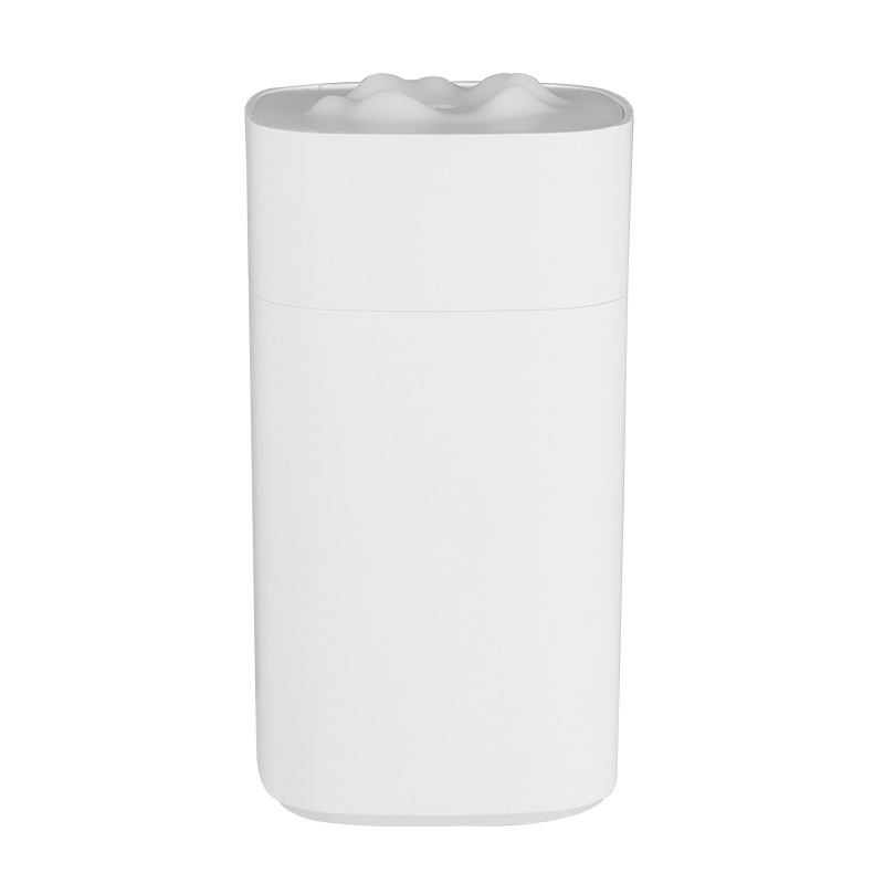 Umidificator USB mic cu lumină de noapte și purificare a aerului; design pătrat de munte de zăpadă; rezervor 0.5–1 L; pentru spații până la 10 m²; 1 orificiu de ceață; alimentare USB; zgomot <36 dB