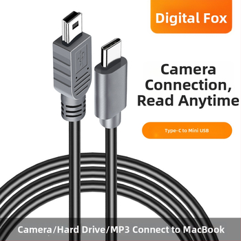 Καλώδιο δεδομένων Type-C προς Mini USB, συνδετήρας Τ-Port, για κινητά τηλέφωνα, DSLR κάμερες και φορητούς σκληρούς δίσκους, Digital Fox