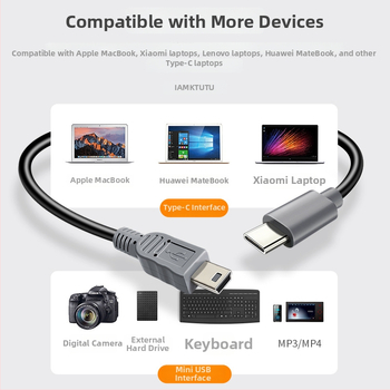 Καλώδιο δεδομένων Type-C προς Mini USB, συνδετήρας Τ-Port, για κινητά τηλέφωνα, DSLR κάμερες και φορητούς σκληρούς δίσκους, Digital Fox