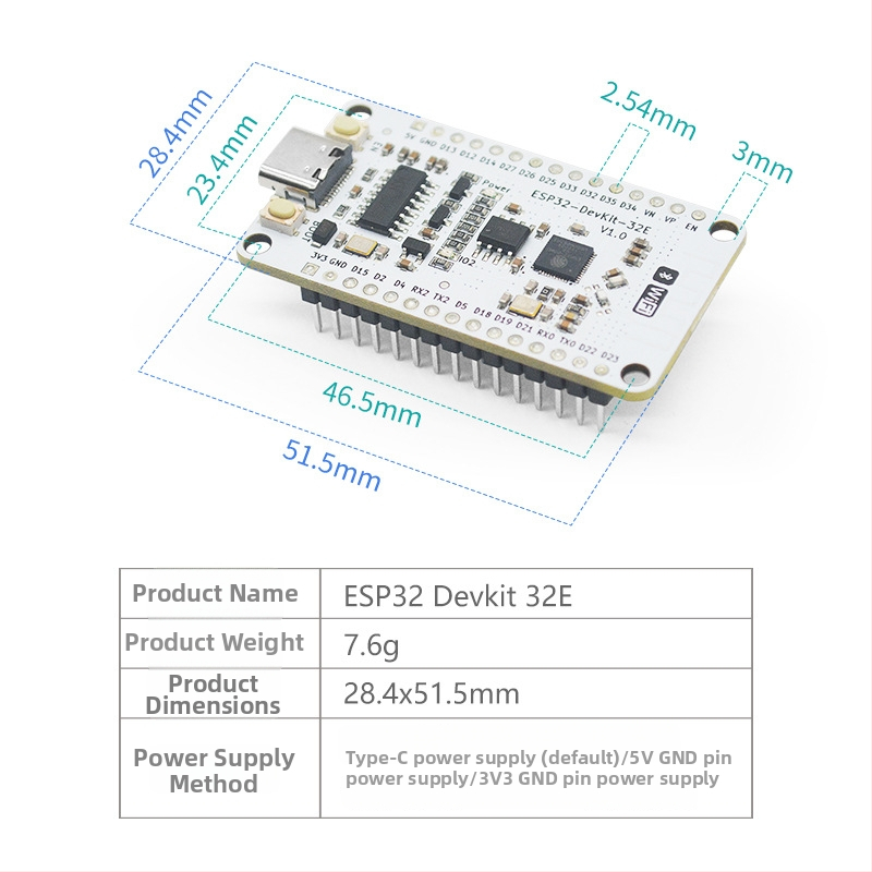 ESP32 razvojna ploča s WiFi i Bluetooth, dvostruki jezgrovni CPU, ESP32-DevKit-32E osnovna ploča V3