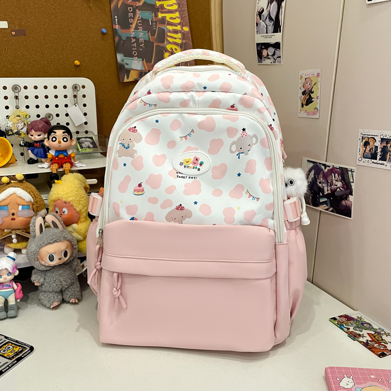 Rucsac SP-9020, din nylon ușor, bretele curbate, imprimeu animal, stil campus tineresc