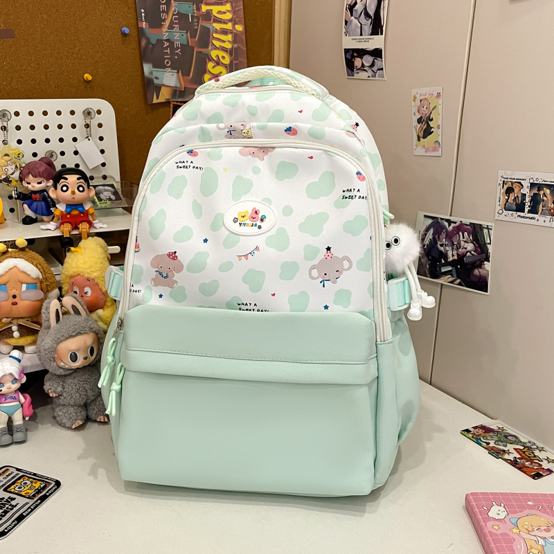 Rucsac SP-9020, din nylon ușor, bretele curbate, imprimeu animal, stil campus tineresc