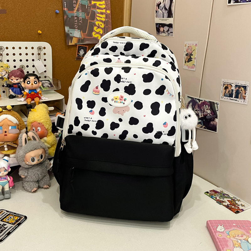 Rucsac SP-9020, din nylon ușor, bretele curbate, imprimeu animal, stil campus tineresc