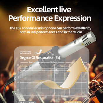 C02 Microfon condensator în formă de stilou – Fără fir, 100 Hz–20 kHz, SNR ≥70 dB, Înregistrări profesionale