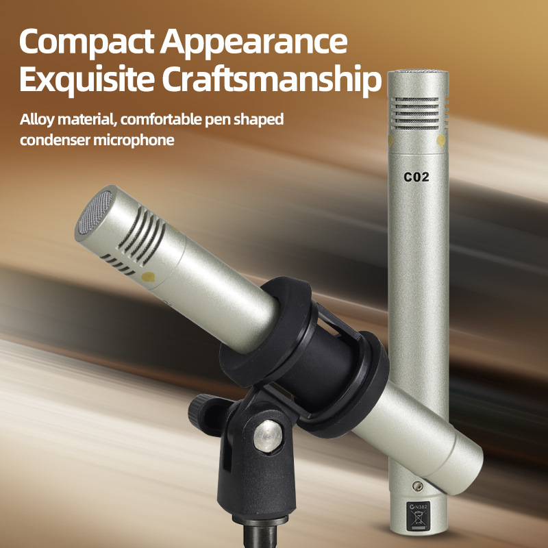 C02 Microfon condensator în formă de stilou – Fără fir, 100 Hz–20 kHz, SNR ≥70 dB, Înregistrări profesionale