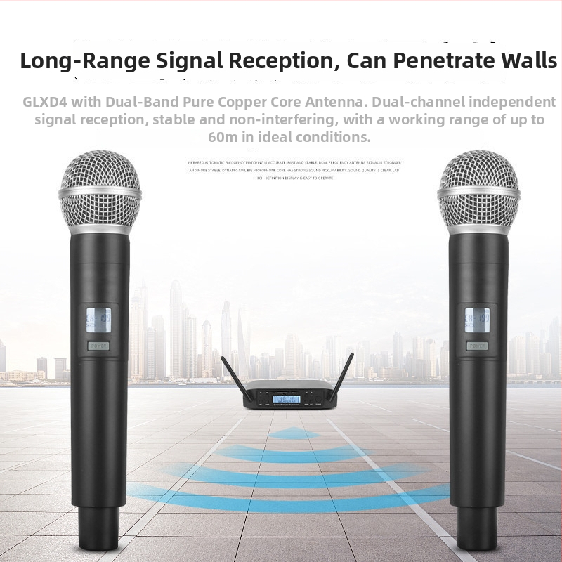 Microfon de mână KTV/performanță, pentru scenă și casă, 60Hz-15kHz, SNR ≥70dB, baterie detașabilă 300–500mAh, corp din metal