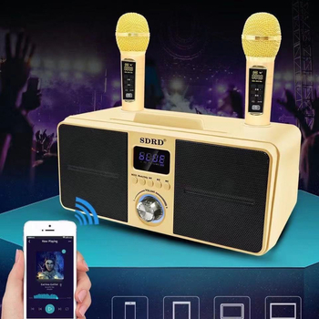 SD309 Sistem karaoke all-in-one cu microfon încorporat, Bluetooth stereo, conectivitate TV și telefon — baterie 4000–6000 mAh; răspuns în frecvență 100 Hz–20 kHz; SNR ≥70 dB; putere nominală 20 W; autonomie 3–6 ore