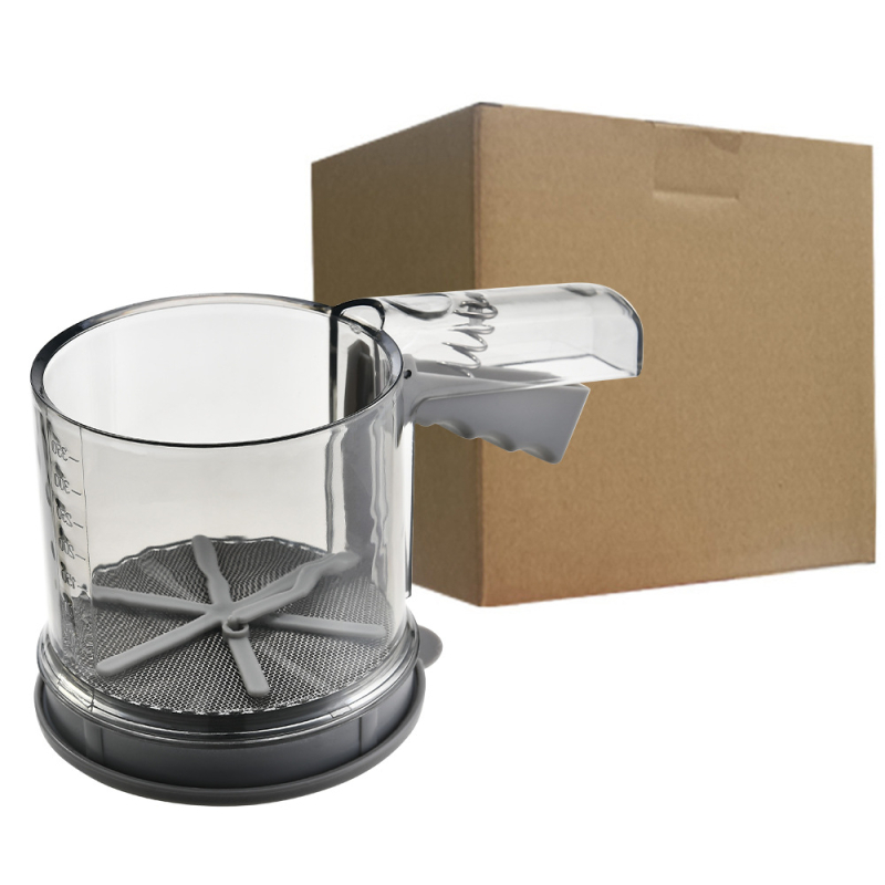 Sită de făină din PP cu mâner lung, filtru cu două straturi – sită semi-automat pentru coacere