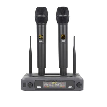 deresi WM-210 Vezeték nélküli mikrofonrendszer, egy–két vevővel, UHF automatikus frekvenciabeállítás, oktatás és éneklés