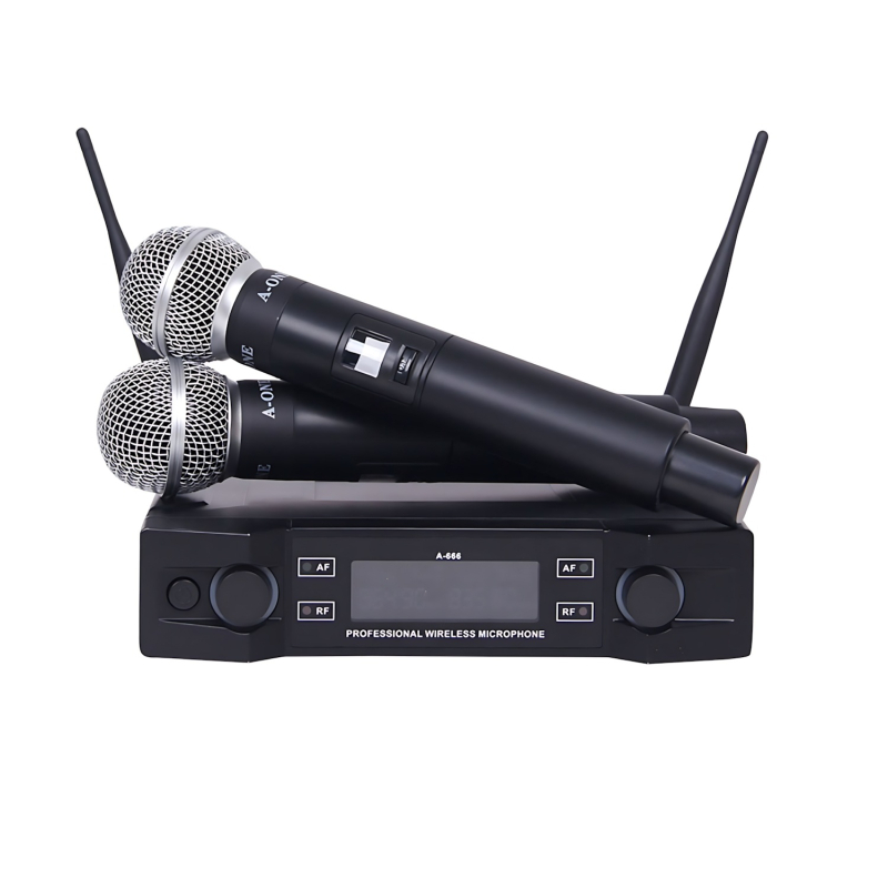 deresi WM-210 Vezeték nélküli mikrofonrendszer, egy–két vevővel, UHF automatikus frekvenciabeállítás, oktatás és éneklés