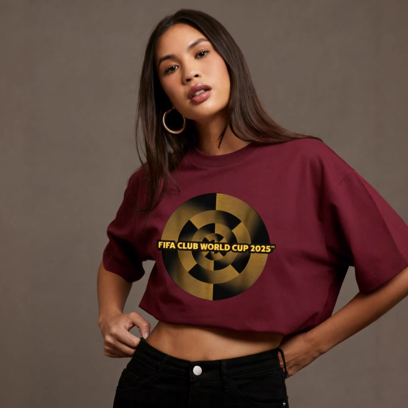 Tricou din bumbac 100% imprimat, croială lejeră, mâneci scurte, guler rotund