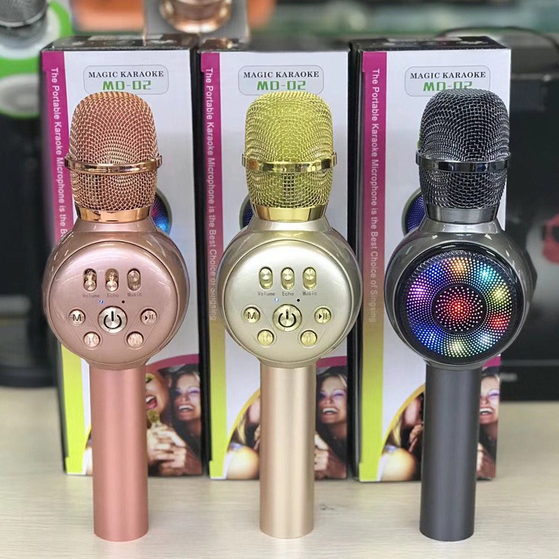 MD02 Bežični Bluetooth karaoke mikrofon s ugrađenom baterijom, Bluetooth 4.0, frekvencijski odziv 100 Hz–20 kHz, SNR ≥70 dB, izlazna snaga 3 W