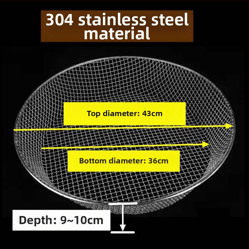 Sită de făină din oțel inoxidabil 304 cu plasă circulară, design îngroșat, plasă mare