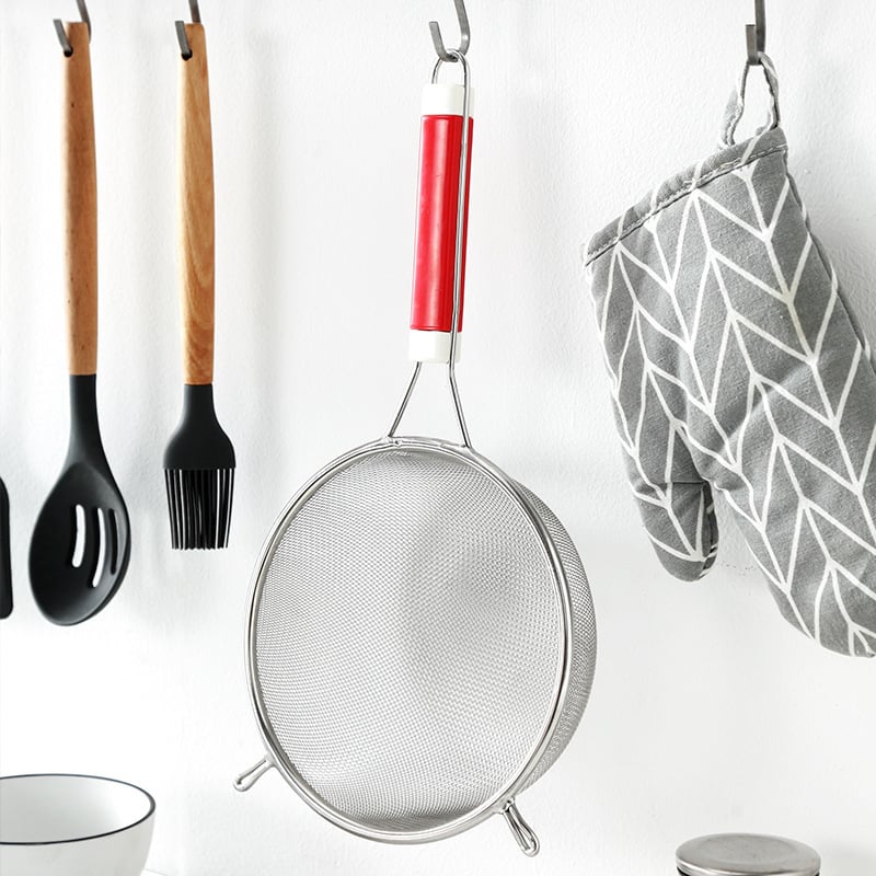 Platinum rozsdamentes acél konyhai szűrőedény hálóval – csúszásmentes, dupla kampó, égési védelem