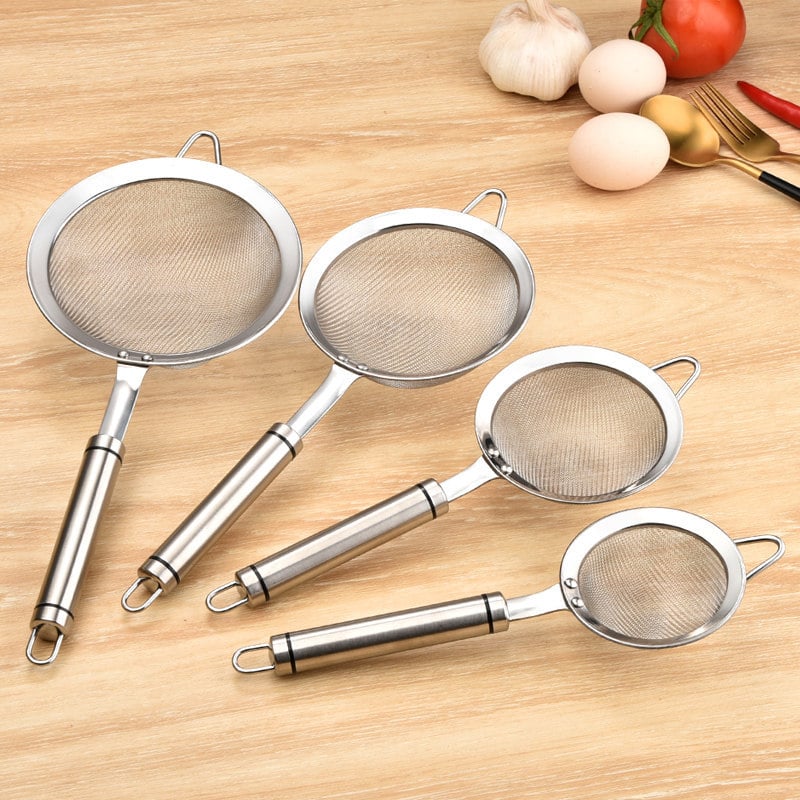 Sita de mână din oțel inoxidabil 304 – pentru cernerea prafului la coacere și hrana pentru bebeluși, anti-alunecare, rezistentă la căldură, plasă de filtrare