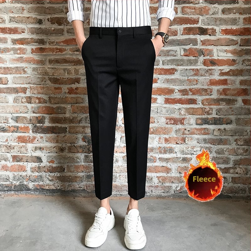 Панталони за костюм за мъже, с прав силует, микроеластични, без гладене, полиестер