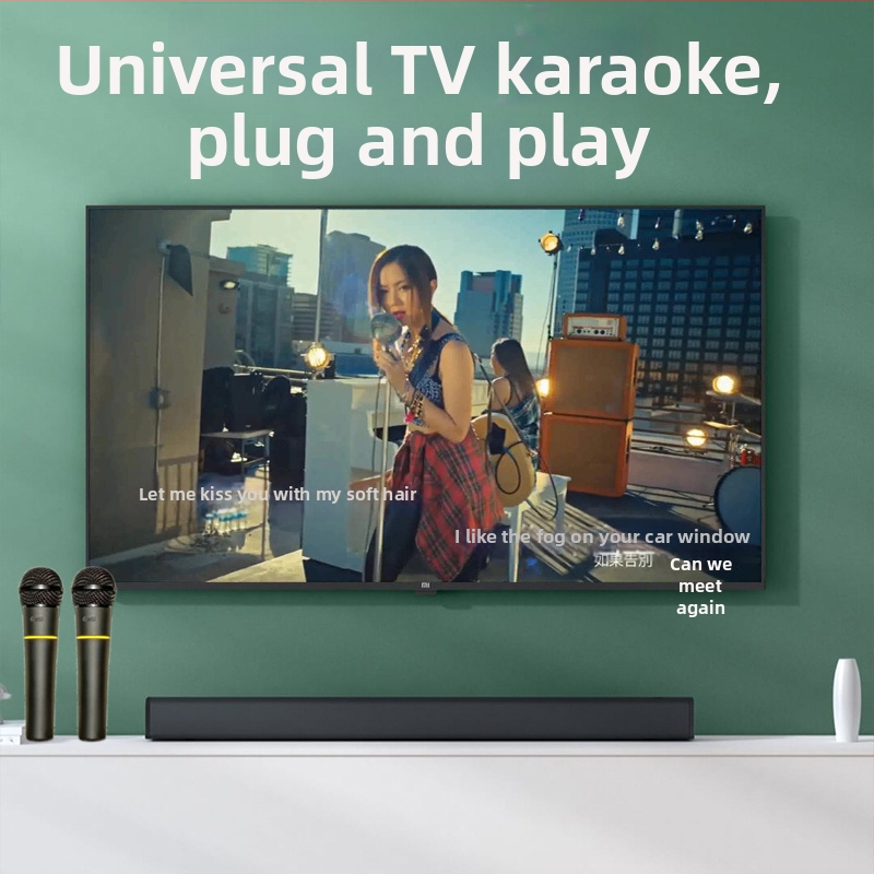 Set karaoke pentru acasă cu microfon wireless și proiector (baterie încorporată 1000–1200 mAh, autonomie 6–8 h, SNR sub 60 dB, putere nominală 100 W)