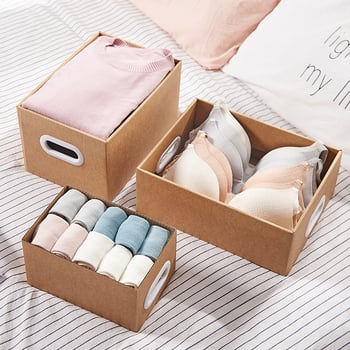 Κουτί αποθήκευσης από Kraft χαρτί με καπάκι, αναδιπλώσιμο, χωρητικότητα 2 L, για παπούτσια, εσώρουχα και πουλόβερ, μοντέρνο μινιμαλιστικό στυλ