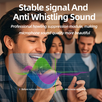 Kétmikrofonos vezeték nélküli mikrofonrendszer töltőállvánnyal otthoni karaokehoz, konferenciákhoz és kültéri rendezvényekhez • Bluetooth 5.0 • beépített 800–1000 mAh akkumulátor • 20 Hz–20 kHz • 8–12 óra • SNR ≥70 dB