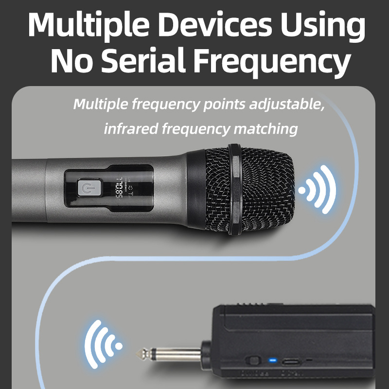 Kétmikrofonos vezeték nélküli mikrofonrendszer töltőállvánnyal otthoni karaokehoz, konferenciákhoz és kültéri rendezvényekhez • Bluetooth 5.0 • beépített 800–1000 mAh akkumulátor • 20 Hz–20 kHz • 8–12 óra • SNR ≥70 dB