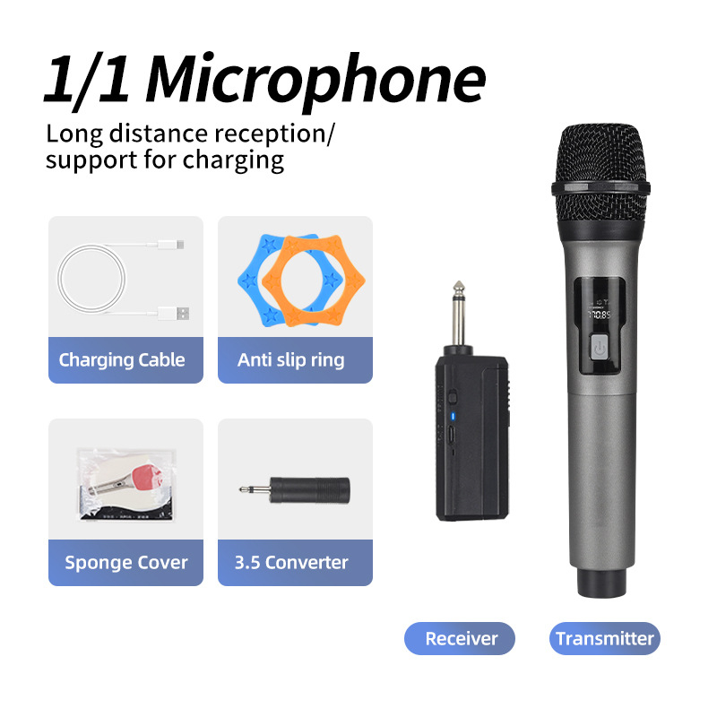 Kétmikrofonos vezeték nélküli mikrofonrendszer töltőállvánnyal otthoni karaokehoz, konferenciákhoz és kültéri rendezvényekhez • Bluetooth 5.0 • beépített 800–1000 mAh akkumulátor • 20 Hz–20 kHz • 8–12 óra • SNR ≥70 dB