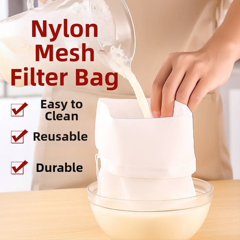 Sac filtrant din nylon, cu șnur, gură largă, pentru filtrarea ceaiului, vinului, laptelui de soia, făinii și laptelui — Seal, logo tipărit, etichetă privată personalizabilă