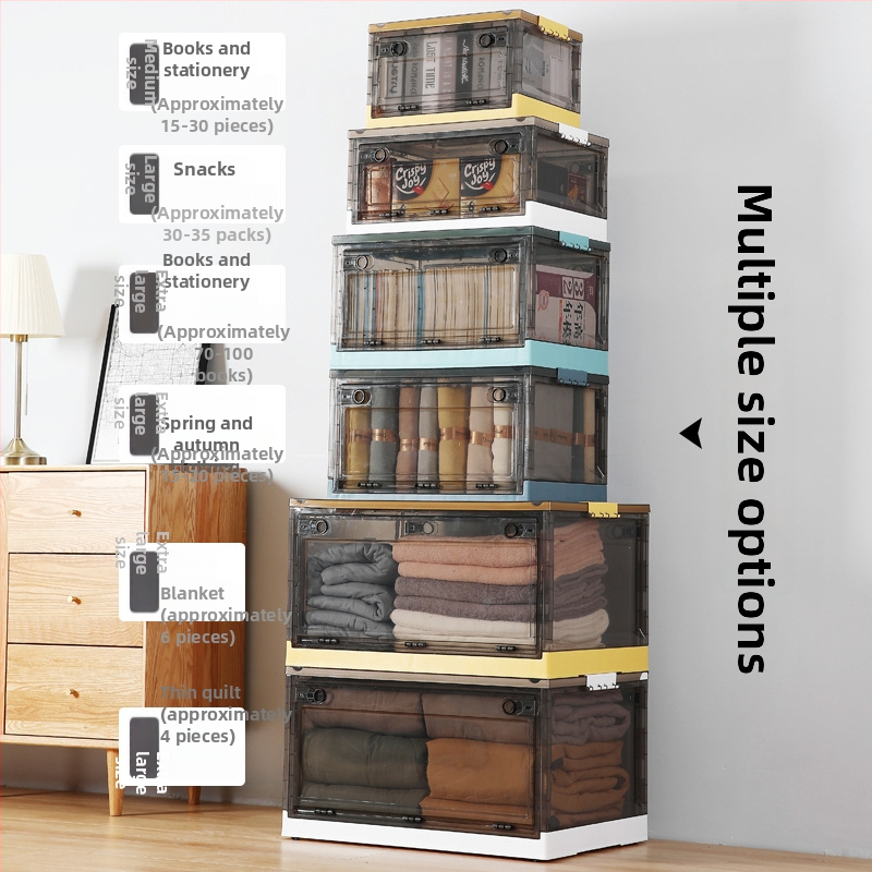 Cutie pliabilă din PP pentru depozitarea hainelor, transparentă, capacitate 10–20 L, portabilă