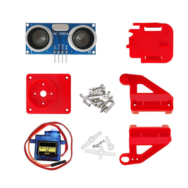Keyes Mikrovezérlős Okos Autó Ultrahangos Ütközéselkerülő Modul, PTZ Készlet Szervóval és Tartóval — Játékokhoz és Okos Autók Robotokhoz, Tétel RT