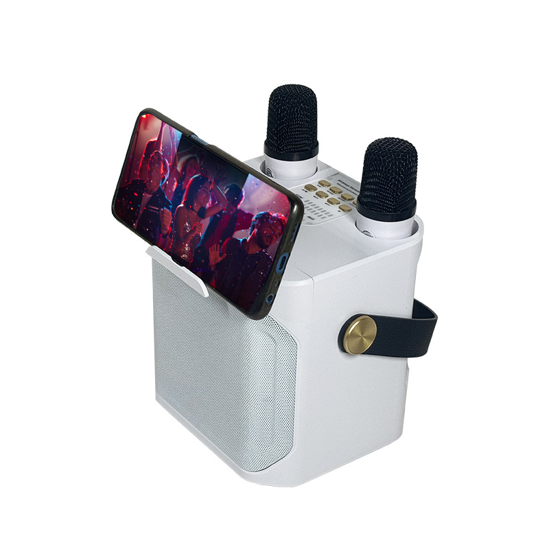 Karaoke Bluetooth zvučnik s dva mikrofona, ugrađena baterija 1200–2000 mAh, 10W, BT 5.0, 150–20000 Hz, SNR ≥85 dB