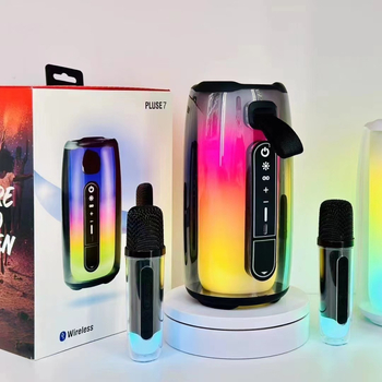 Pulse7 difuzor Bluetooth pentru karaoke, iluminare ambientală 360°, 10W, Bluetooth 5.0, 100Hz–20kHz, SNR ≥70dB, baterie încorporată 1200–2000mAh