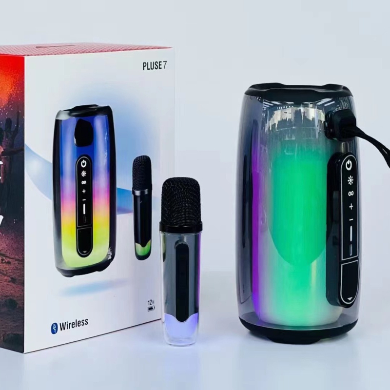 Pulse7 difuzor Bluetooth pentru karaoke, iluminare ambientală 360°, 10W, Bluetooth 5.0, 100Hz–20kHz, SNR ≥70dB, baterie încorporată 1200–2000mAh