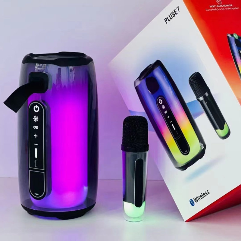 Pulse7 difuzor Bluetooth pentru karaoke, iluminare ambientală 360°, 10W, Bluetooth 5.0, 100Hz–20kHz, SNR ≥70dB, baterie încorporată 1200–2000mAh
