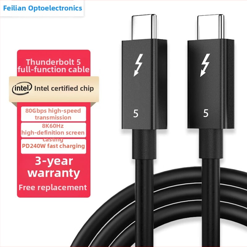 Καλώδιο δεδομένων Thunderbolt 5 Type-C, 80 Gbps, 8K60Hz, 240W γρήγορης φόρτισης