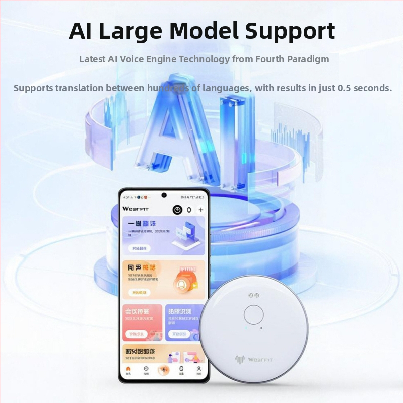 Sunwayi BP01 Traducător vocal inteligent cu RTOS, rază wireless 0–15 m, mod de lucru: traducere în dialog vocal, baterie 70 mAh