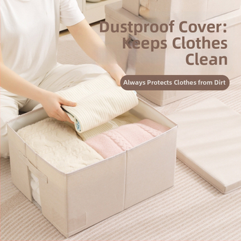 Cutie de depozitare cu capac - Organizator de garderobă din țesătură cationică, pliabil, 60–70L, portabil, rezistentă la praf și umiditate