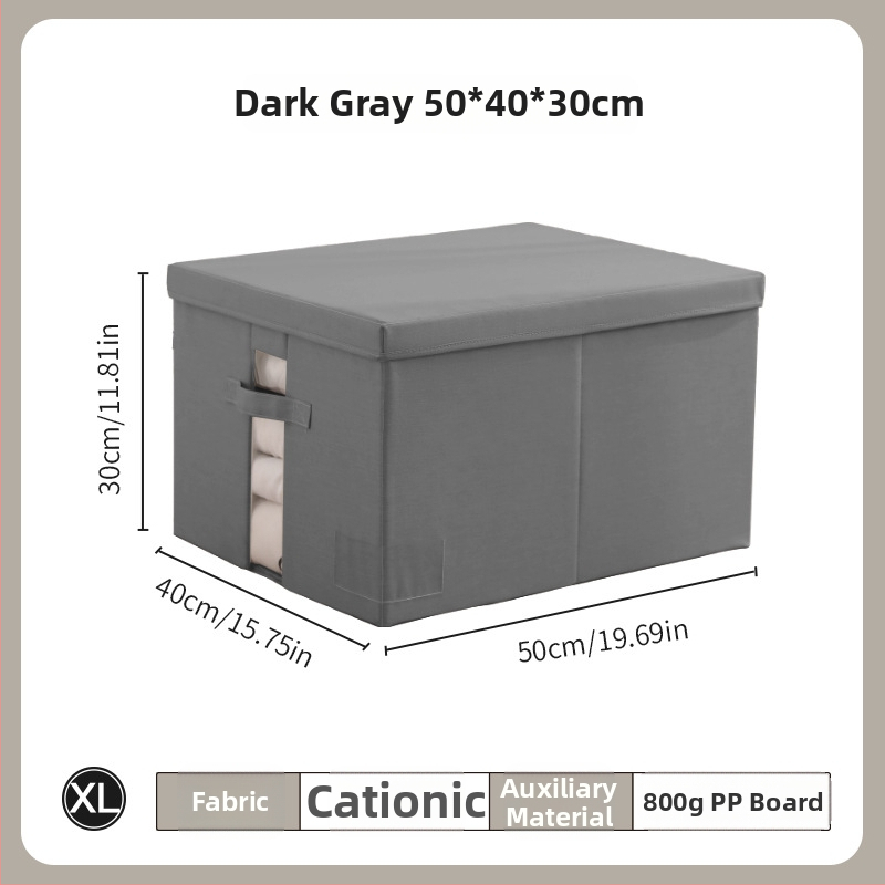 Cutie de depozitare cu capac - Organizator de garderobă din țesătură cationică, pliabil, 60–70L, portabil, rezistentă la praf și umiditate